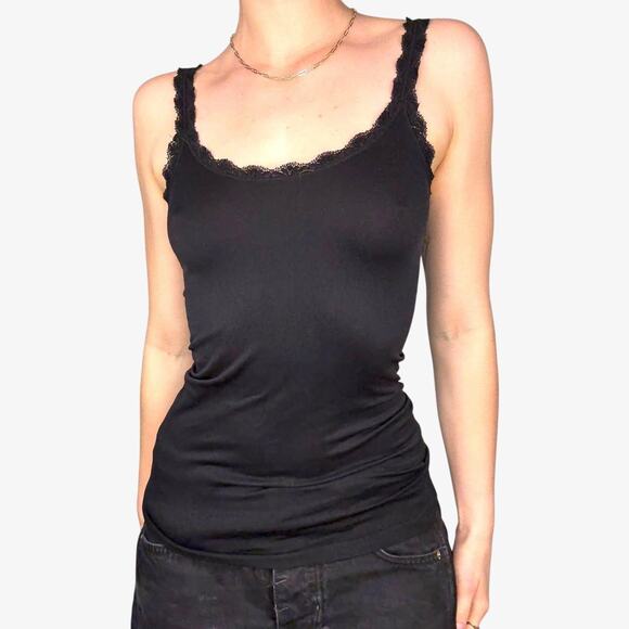 Black lace cami tank top longline - Picture 1 of 8